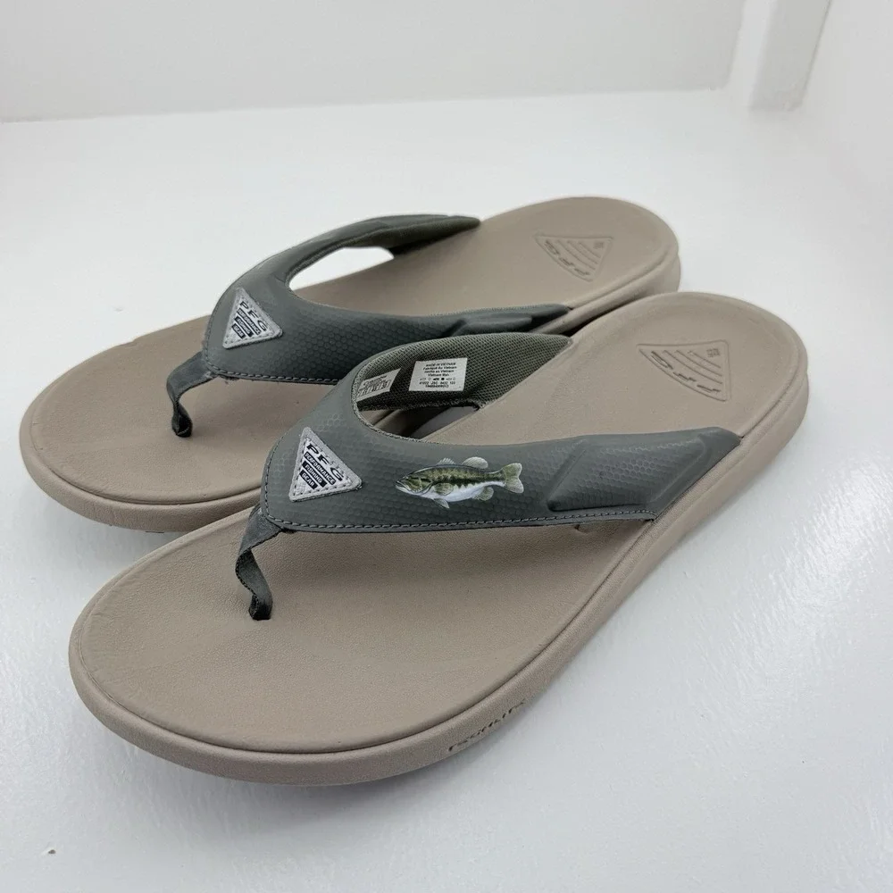 Columbia PFG Fish Flip 2 BM0291-339 Mens 12 Green Bass Fishing Flip Flop Sandals